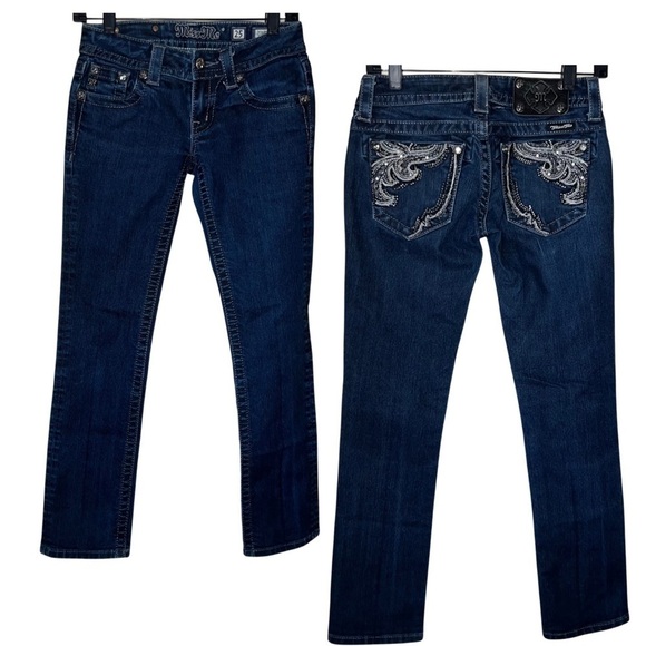 Miss Me for Buckle Embellished Dark Blue Slim Low Rise Capri Jeans Size 25 - Picture 1 of 12